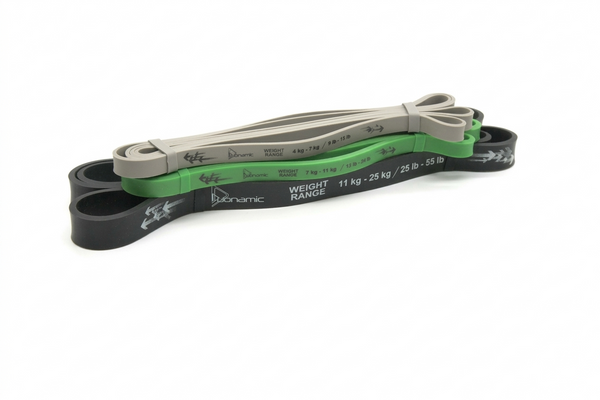 black, white and green straight exercise bar attachment for resistance band training